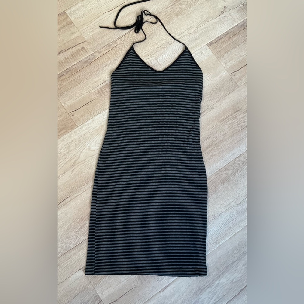 Striped halter bodycon dress